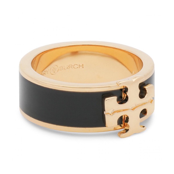 TORY BURCH • Black Kira Band Logo Ring - Picture 5 of 11